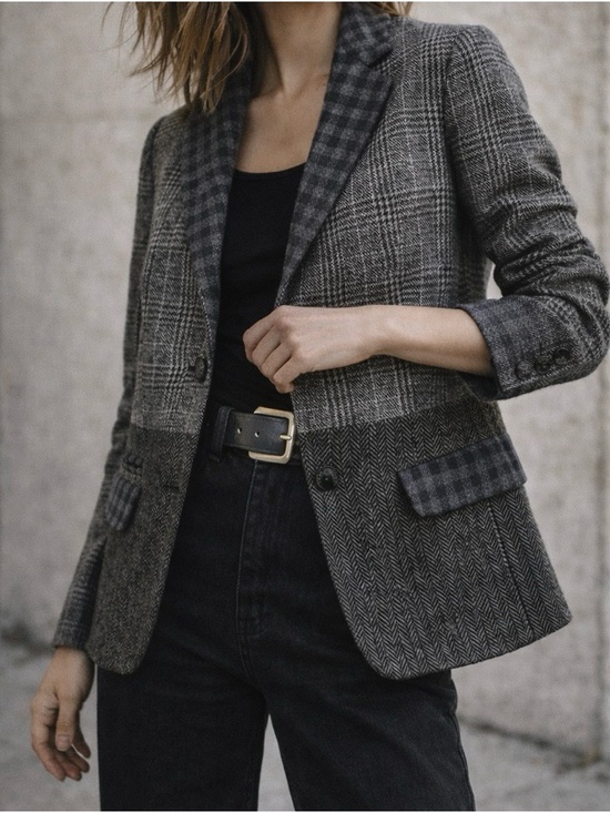 Brooks Brothers Jackets & Blazers - Brooks Brothers Patchwork Wool Blazer Women’s 6 Plaid Herringbone Tweed Jacket P